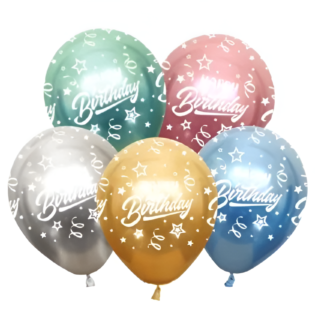 12" Happy Birthday Chrome Confetti Balloons