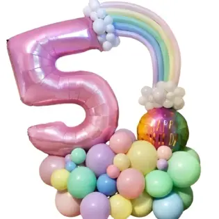 Happy Birthday Pastel Number Rainbow Arrangement