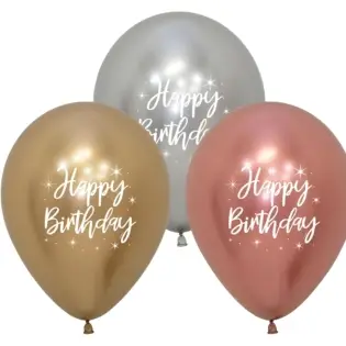 Metallic 12" Assorted Happy Birthday balloon