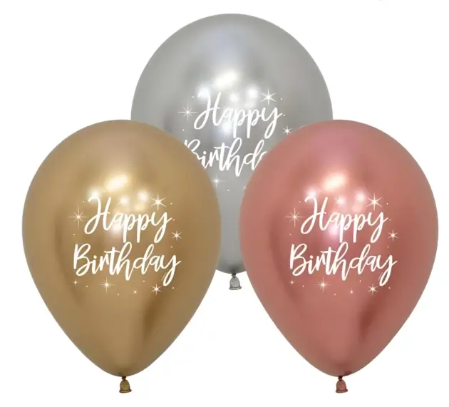 Metallic 12" Assorted Happy Birthday balloon