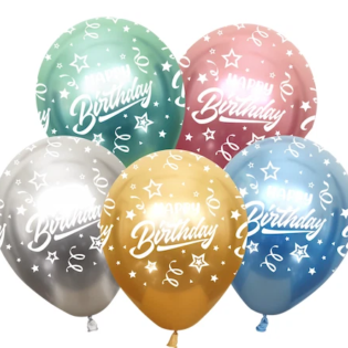 Chrome Happy Birthday Balloons