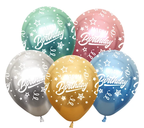 Chrome Happy Birthday Balloons