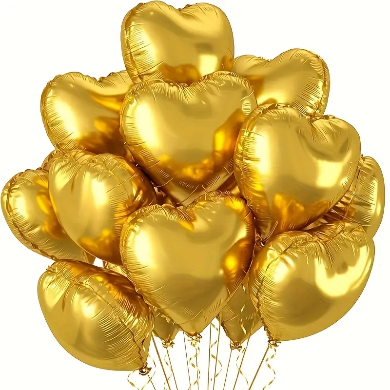 Gold Heart Helium Balloon