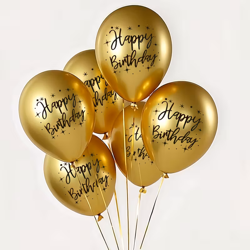 Gold Happy Birthday Helium Balloon