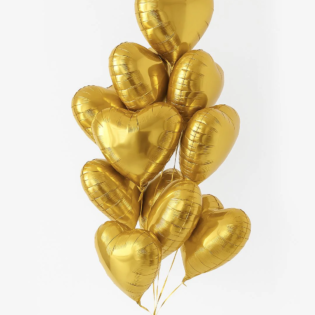 Gold heart balloons delivery in Abu Dhabi - بالونات قلوب ذهبية هيليوم في أبوظبي