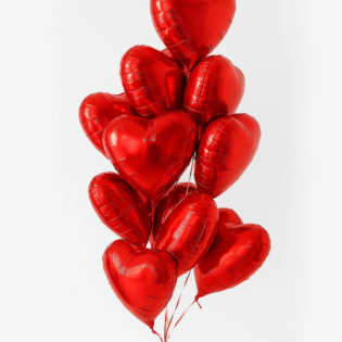 Red Heart Balloons Helium Bouquet Delivery in Abu Dhabi
