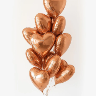 Rose Gold Heart Balloon Helium Bouquet Abu Dhabi - محل بالون ابوظبي - باقة بالونات قلب روز جولد