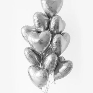 Silver Heart Balloon Helium Abu Dhabi - محل بالون في ابوظبي - بالون قلب فضي