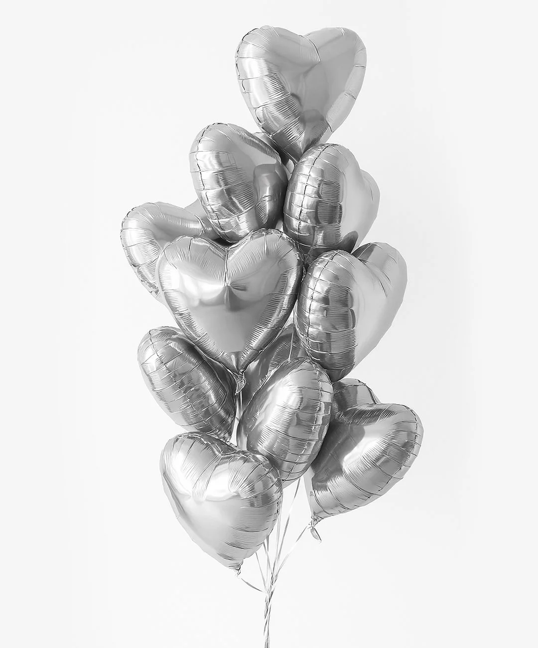 Silver Heart Balloon Helium Abu Dhabi - محل بالون في ابوظبي - بالون قلب فضي