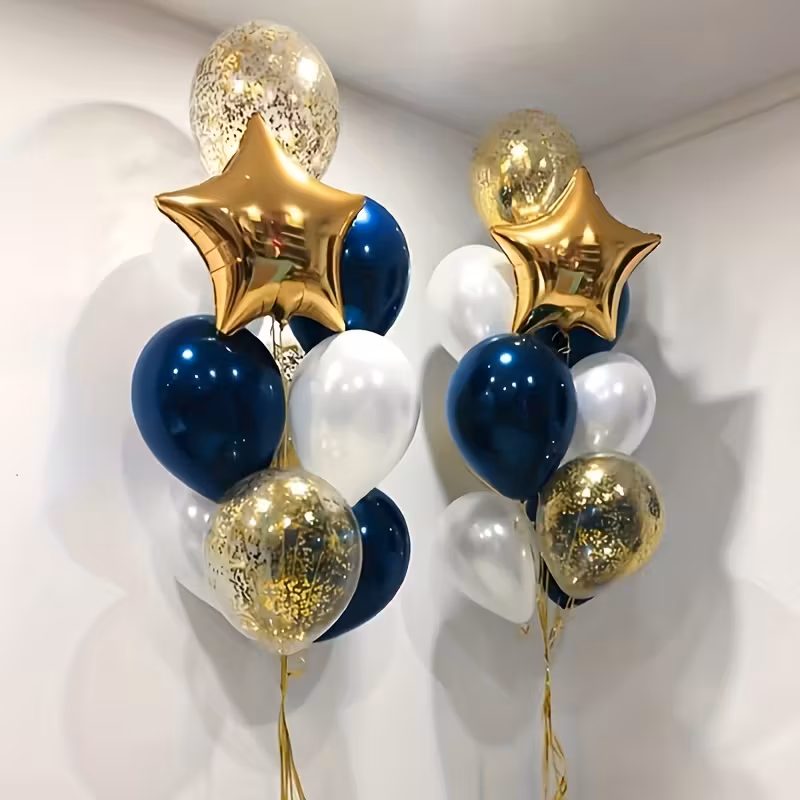 Gold Navy Blue Balloon Bouquet Abu Dhabi - باقة بالونات كحلي وذهبي - محل بالون ابوظبي