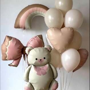 Baby Girl Teddy Bear Balloon Bouquet Helium
