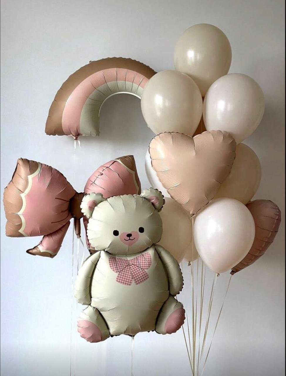 Baby Girl Teddy Bear Balloon Bouquet Helium