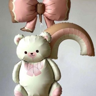 Baby Girl Pink Teddy Bear Retro balloon