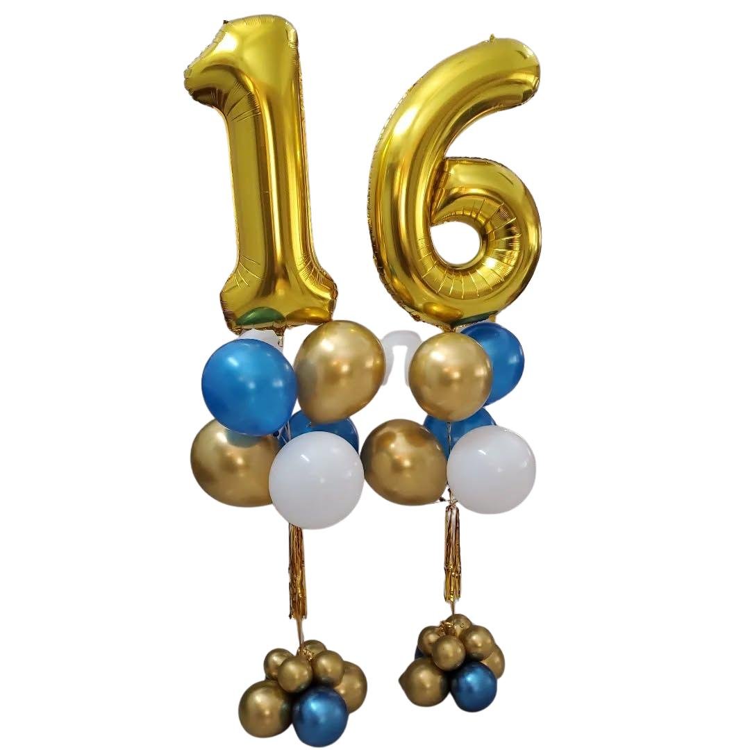 Gold Number Helium Balloon Abu Dhabi Delivery - بالون رقم ذهبي هيليوم - توصيل محل بالونوا ابوظبي