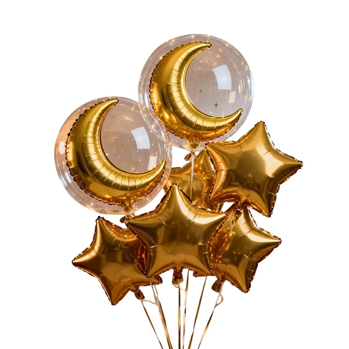 Ramadan Gold Balloon Stars & Crescent
