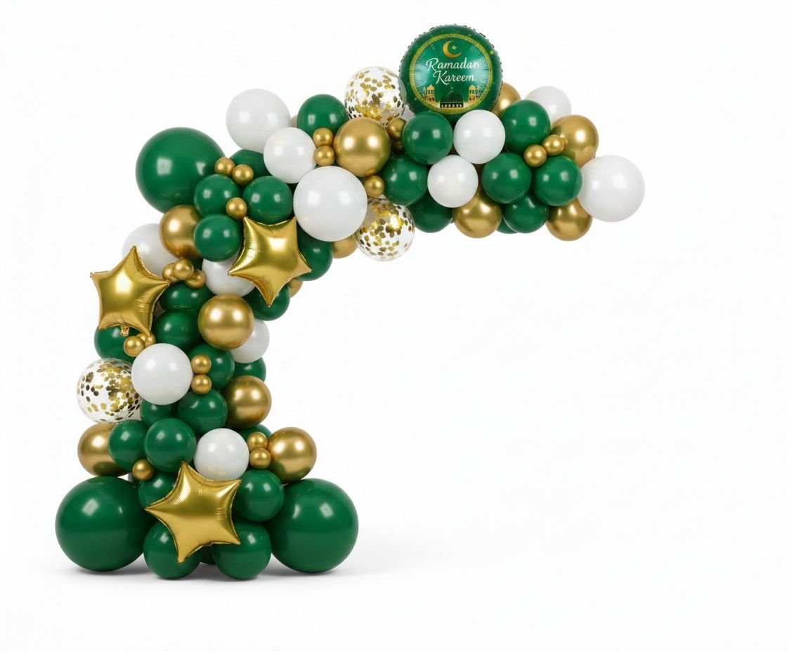 Ramadan Balloon Arch Abu Dhabi Delivery - قوس بالونات رمضان فخم - زينة رمضان محل بالون ابوظبي بالونوا