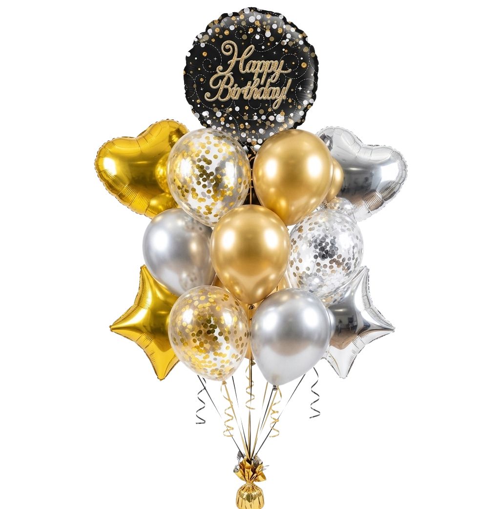 Birthday Gold Silver Balloons