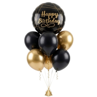 Happy Birthday Black and Gold Balloon