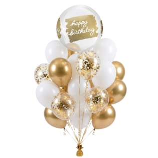 Happy Birthday Gold Confetti Helium Balloon
