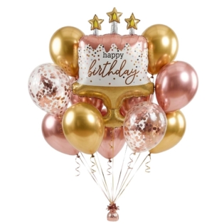 Rose Gold Balloon Happy Birthday Cake Foil Balloon