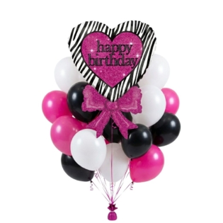Zebra Black & Pink Balloon Happy Birthday Helium Balloon Zebra Black & Pink Balloon Happy Birthday Helium Balloon