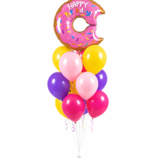 Happy Birthday Dount Balloon with Helium Balloon