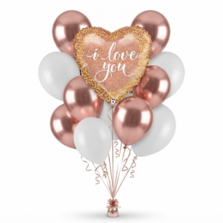 Rose Gold I Love You Balloon Bouquet